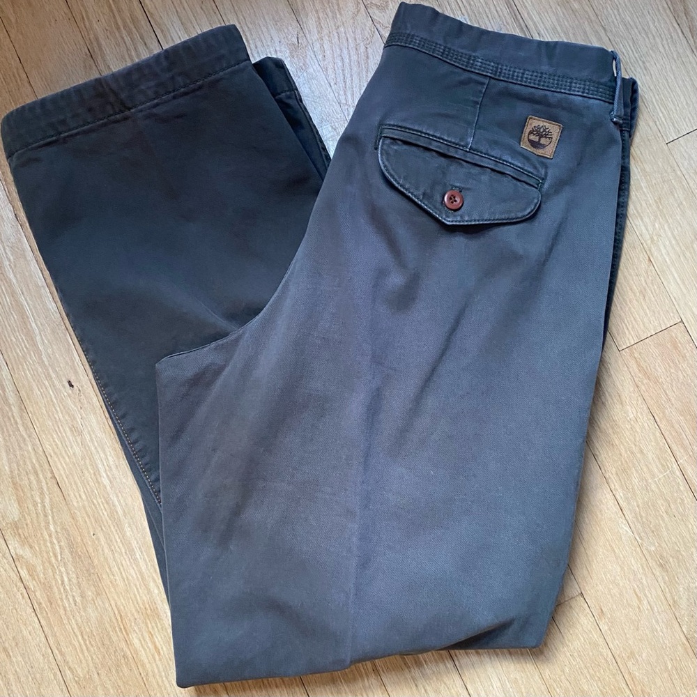 Timberland Pants Mens 34x30 Brown Chino Cotton Khaki Casual Logo Everyday Y2K